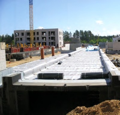 Basement waterproofing on a new build using Geotex cavity drain membrane. Tircconaill Damp Proofing, County Donegal, Ireland